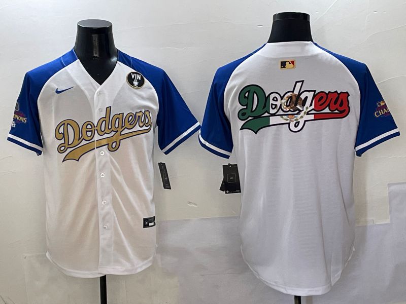 Men Los Angeles Dodgers Blank White Blue Gold Game Nike 2025 MLB Jersey style 42912